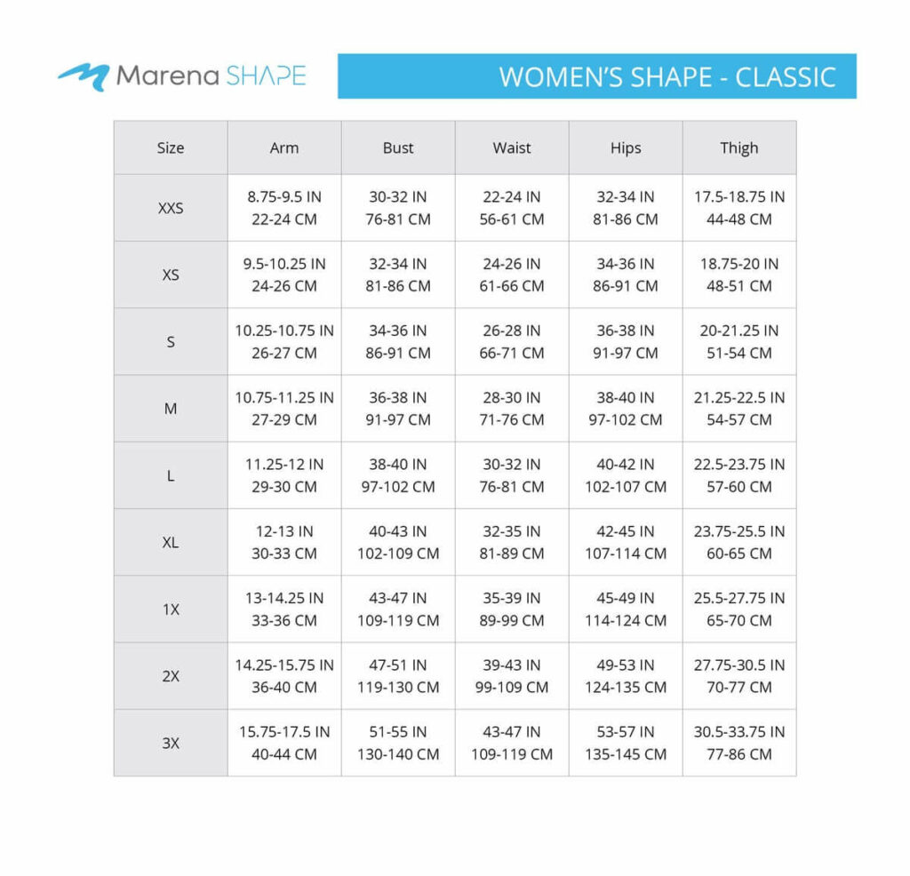 Measure with confidence size chart recovery womens full