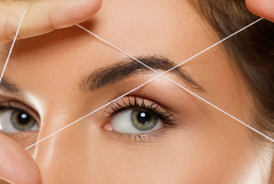 Threading hair removal threading closeup